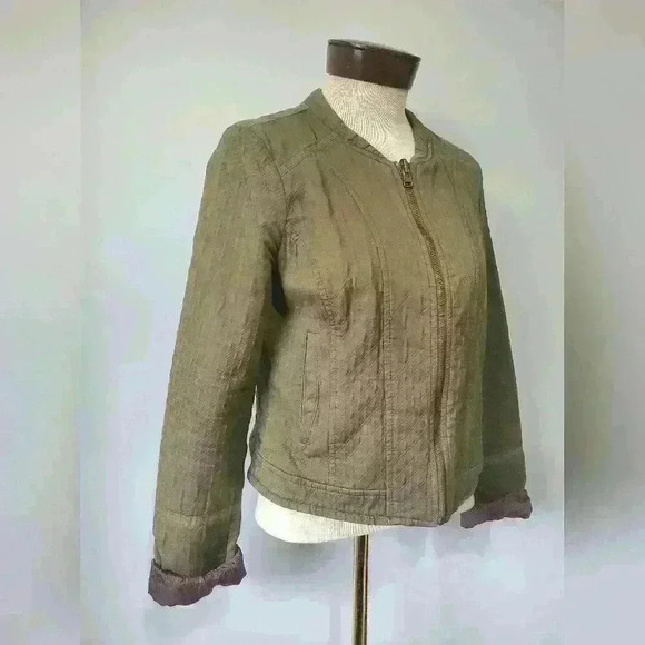 HEI HEI ANTHROPOLOGIE moss green quilted riding jacket. Size small - Picture 2 of 12